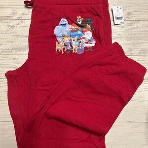 Rudolph Christmas Pants size women’s large jogger style NWT